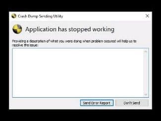 application has stopped working